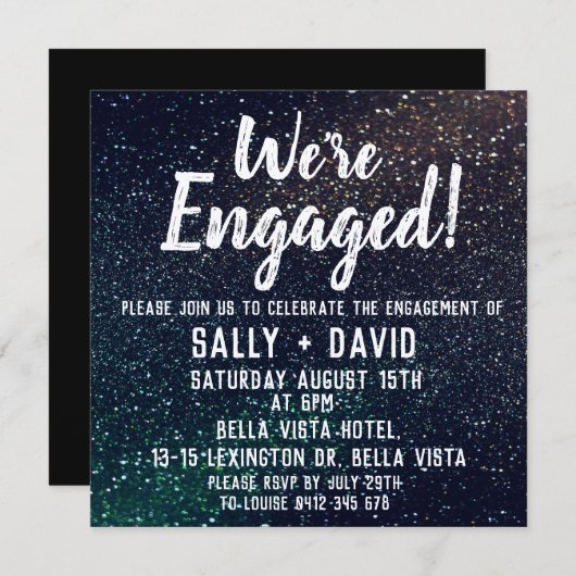 Invitations de la Parties scintillant Engagement P (Devant / Derrière)