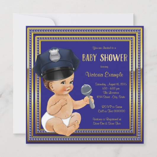 Invitations de la police de douche bébé (Devant)