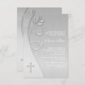 Invitations de la première communion blanche éléga (Devant / Derrière)