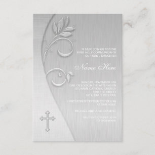 Invitations de la première communion blanche éléga