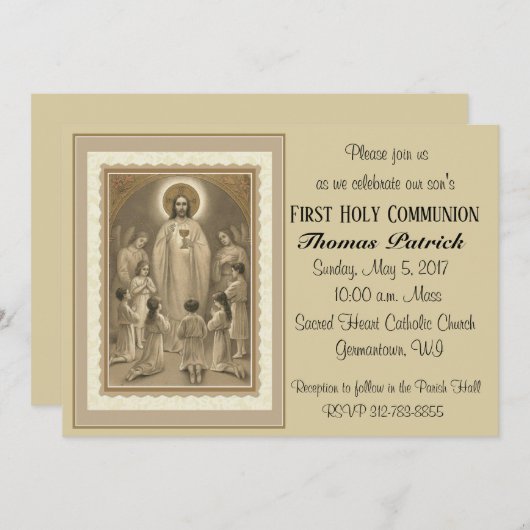 Invitations de la première communion catholique (Devant / Derrière)