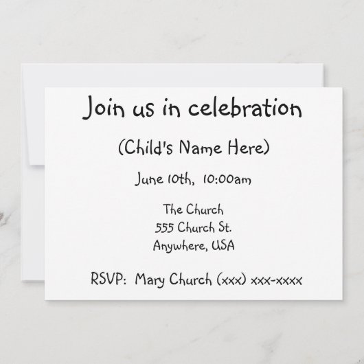 Invitations de la première sainte communion (Dos)