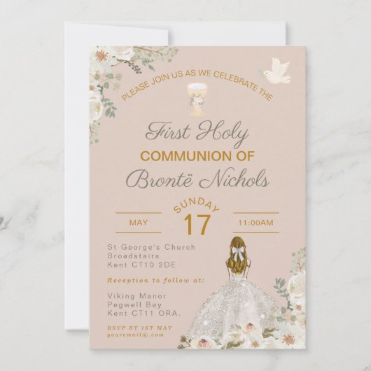 Invitations de la première sainte communion Boho C (Devant)