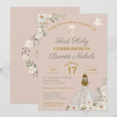 Invitations de la première sainte communion Boho C (Devant / Derrière)