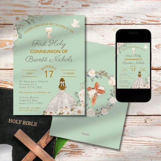 Invitations de la première sainte communion Boho C