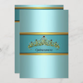 Invitations de la princesse bleue turquoise Quince (Devant / Derrière)