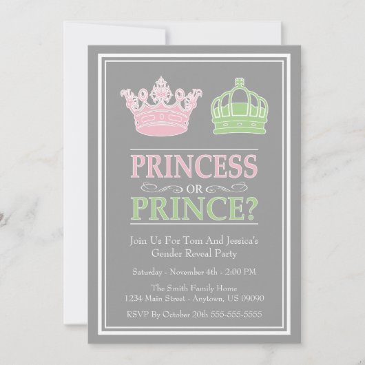 Invitations De La Princesse Ou Du Prince À Une Fêt (Devant)
