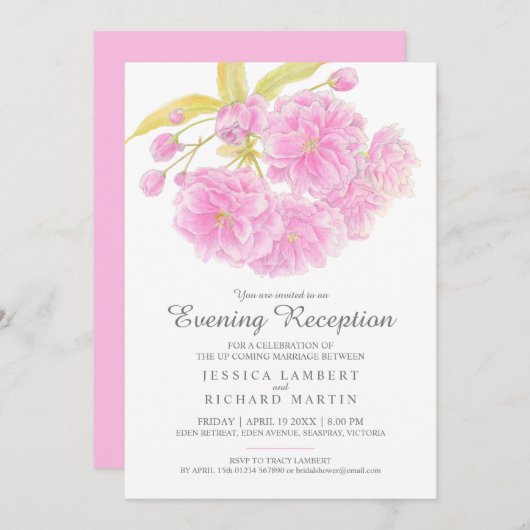 Invitations de la réception du printemps en fleurs (Devant / Derrière)