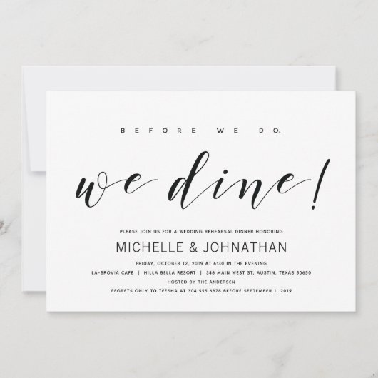 Invitations de la répétition de mariage moderne et (Devant)