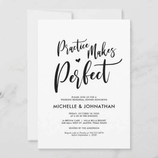 Invitations de la répétition de mariage parfait et (Devant)