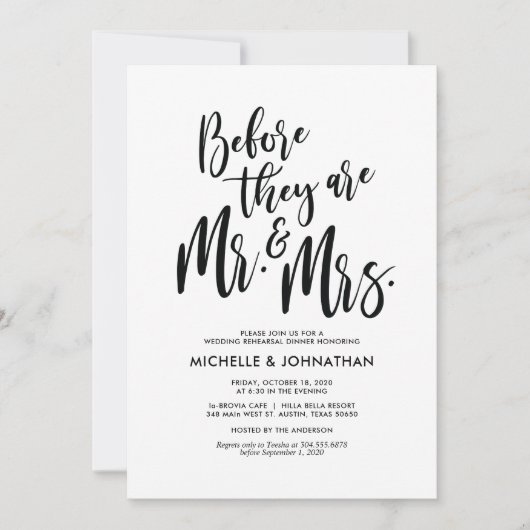 Invitations de la répétition de mariage parfait et (Devant)