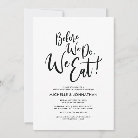 Invitations de la répétition de mariage parfait et (Devant)