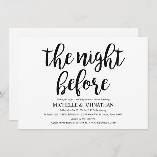 Invitations de la répétition de Mariage rustique (Devant / Derrière)