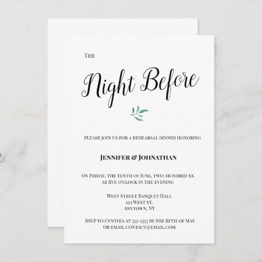 Invitations de la répétition Eucalyptus moderne (Devant / Derrière)