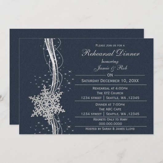 invitations de la répétition Mariage de flocon d'a (Devant / Derrière)