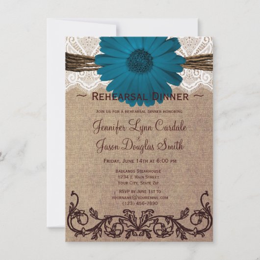 Invitations de la répétition Rustic Blue Daisy (Devant)