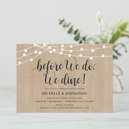 Invitations de la répétition Rustic String Lights (Debout devant)