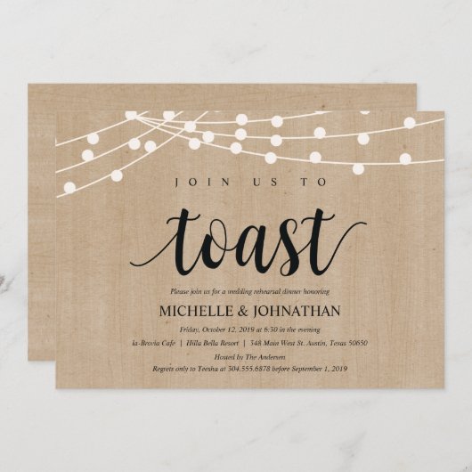 Invitations de la répétition Rustic String Lights (Devant / Derrière)