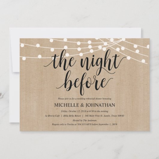 Invitations de la répétition Rustic String Lights (Devant)