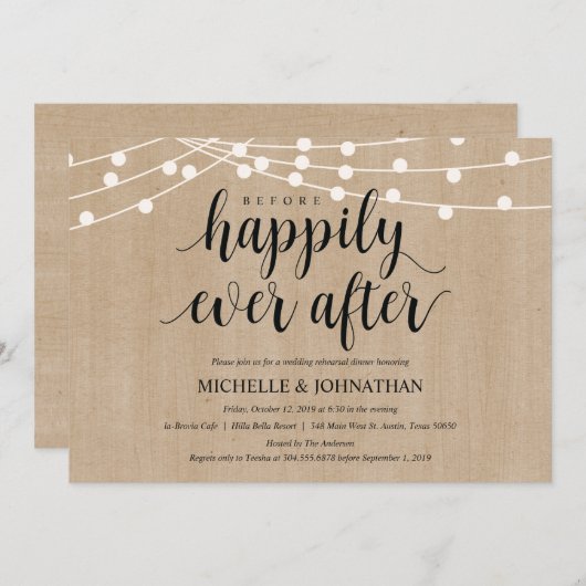 Invitations de la répétition Rustic String Lights (Devant / Derrière)