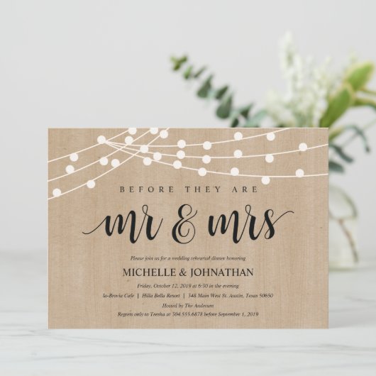 Invitations de la répétition Rustic String Lights (Debout devant)