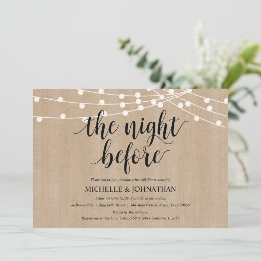 Invitations de la répétition Rustic String Lights (Debout devant)