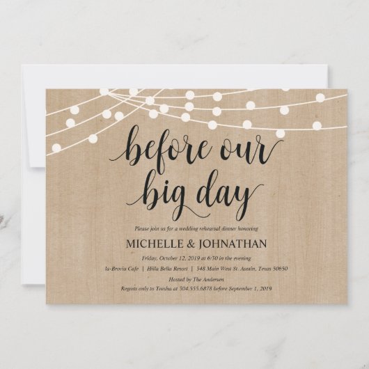 Invitations de la répétition Rustic String Lights (Devant)
