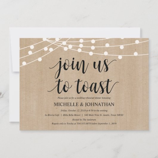 Invitations de la répétition Rustic String Lights (Devant)
