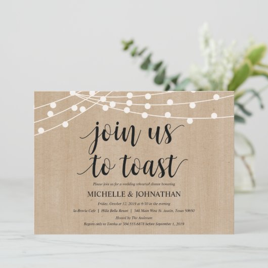 Invitations de la répétition Rustic String Lights (Debout devant)