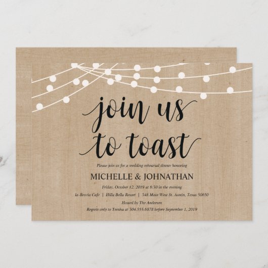 Invitations de la répétition Rustic String Lights (Devant / Derrière)