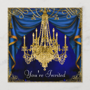 Invitations de la Royal Navy Blue Gold Chandelier