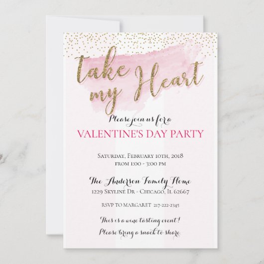 Invitations de la Saint Valentin à Watercolor (Devant)