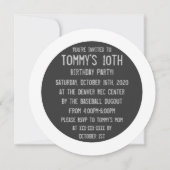Invitations de la soirée à thème du baseball (Dos)