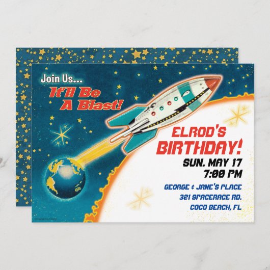 Invitations de la soirée à thème Espace rétro (Devant / Derrière)