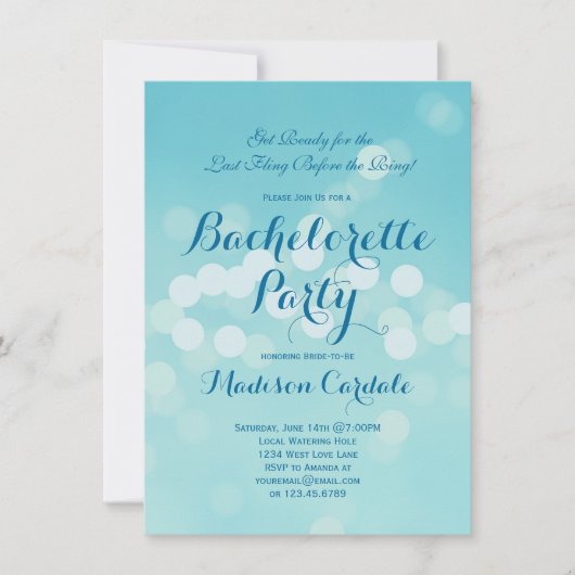 Invitations de la soirée Aqua Blue Bachelorette (Devant)