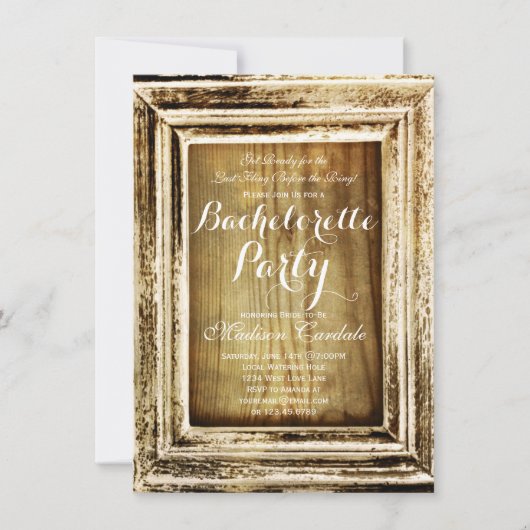 Invitations de la soirée de bachelorette en bois d (Devant)