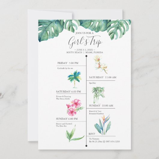 Invitations de la soirée de bachelorette tropicale (Devant)