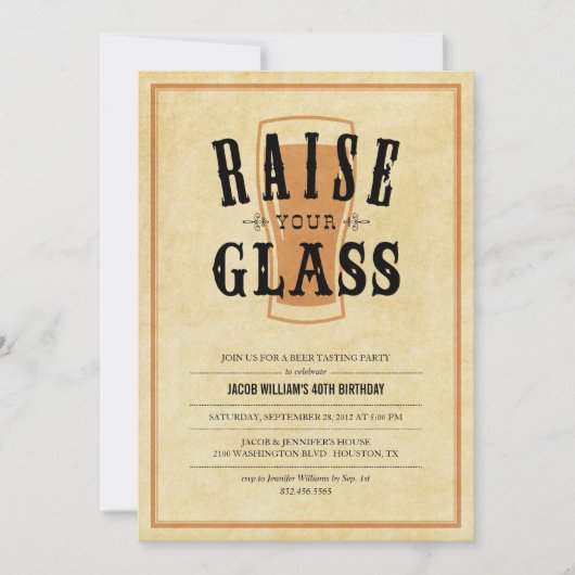 Invitations de la soirée de dégustation de bière (Devant)