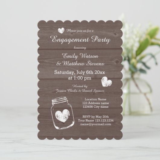 Invitations de la soirée de fiançailles rustique e (Debout devant)