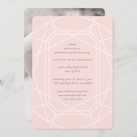 Invitations de la soirée de graduation Gem Chic st (Devant / Derrière)