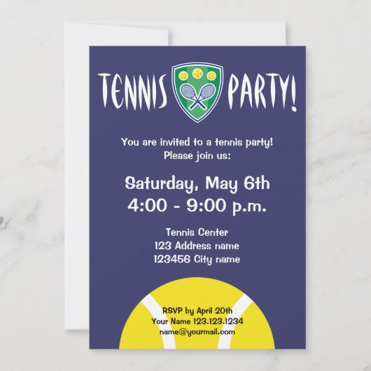 Invitations de la soirée de tennis| invitations de (Devant)