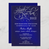 Invitations de la Soirée du Nouvel An - Bleu de mi (Devant / Derrière)