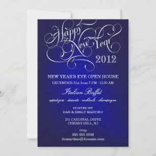 Invitations de la Soirée du Nouvel An - Bleu de mi