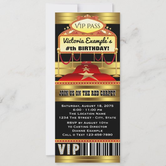 Invitations de la soirée Hollywood Red Carpet (Devant)