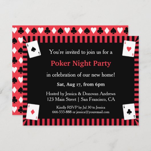 Invitations de la soirée Poker (Devant / Derrière)