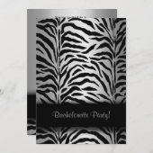 Invitations de la soirée Silver Zebra Bachelorette (Devant / Derrière)