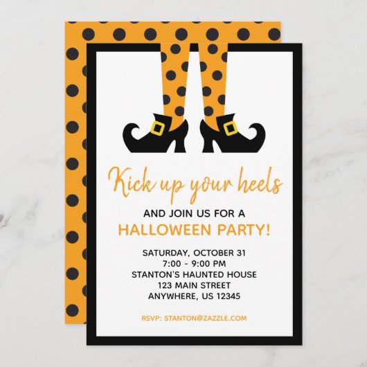 Invitations de la soirée sorcière Polka Dot Hallow (Devant / Derrière)