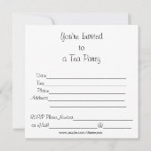 Invitations de la Tea Cup Party (Dos)