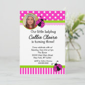 Invitations de Ladybug BIrthday à Hot Pink et Gree (Debout devant)