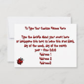 Invitations de Ladybug personnalisées Red Ladybug (Dos)